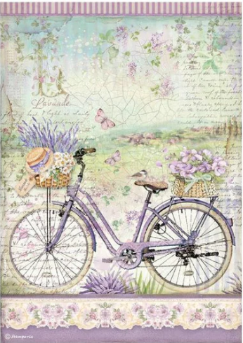 Decoupage Paper - Stamperia - A4 - DFSA4671 - Provence - Bicycle - Rice Paper