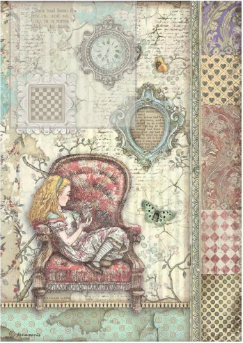 Decoupage Paper - Stamperia - A4 - DFSA4765 - Alice - Alice on Chair - Rice Paper