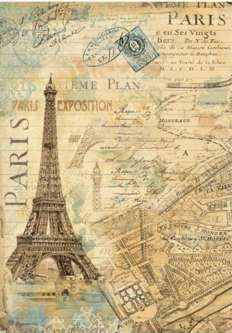 Decoupage Paper - Stamperia - A4 - DFSA4775 - Around the World - Paris - Rice Paper