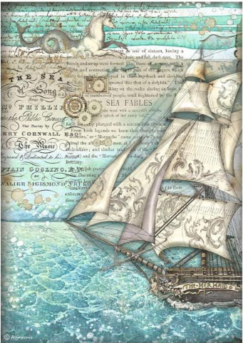 Decoupage Paper - Stamperia - A4 - DFSA4811 - Songs of the Sea - Sailing Ship - Rice Paper