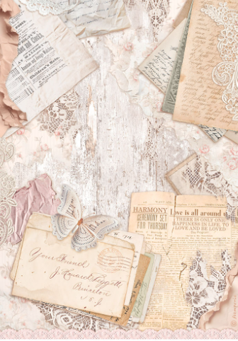 Decoupage Paper - Stamperia - A4 - DFSA4836 - Romance Forever - Letters - Rice Paper