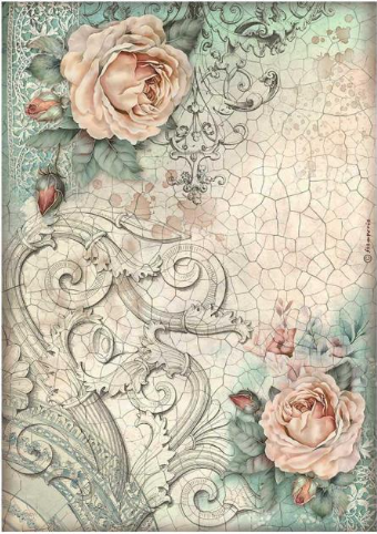 Decoupage Paper - Stamperia - A4 - DFSA4853 - Brocante Antiques-Roses - Rice Paper