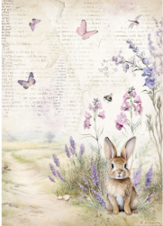Decoupage Paper - Stamperia - A4 - DFSA4883 - Lavender-Bunny