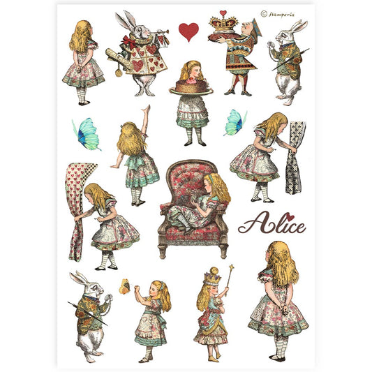 Decoupage Paper - Stamperia - A4 - DFSA4904 - Alice - Elements - Rice Paper