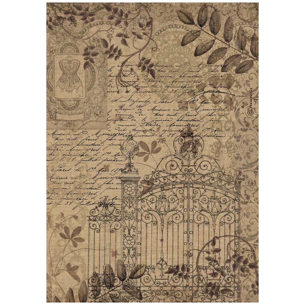 Decoupage Paper - Stamperia - A4 - DFSA4964- Rusty Gate - Rice Paper