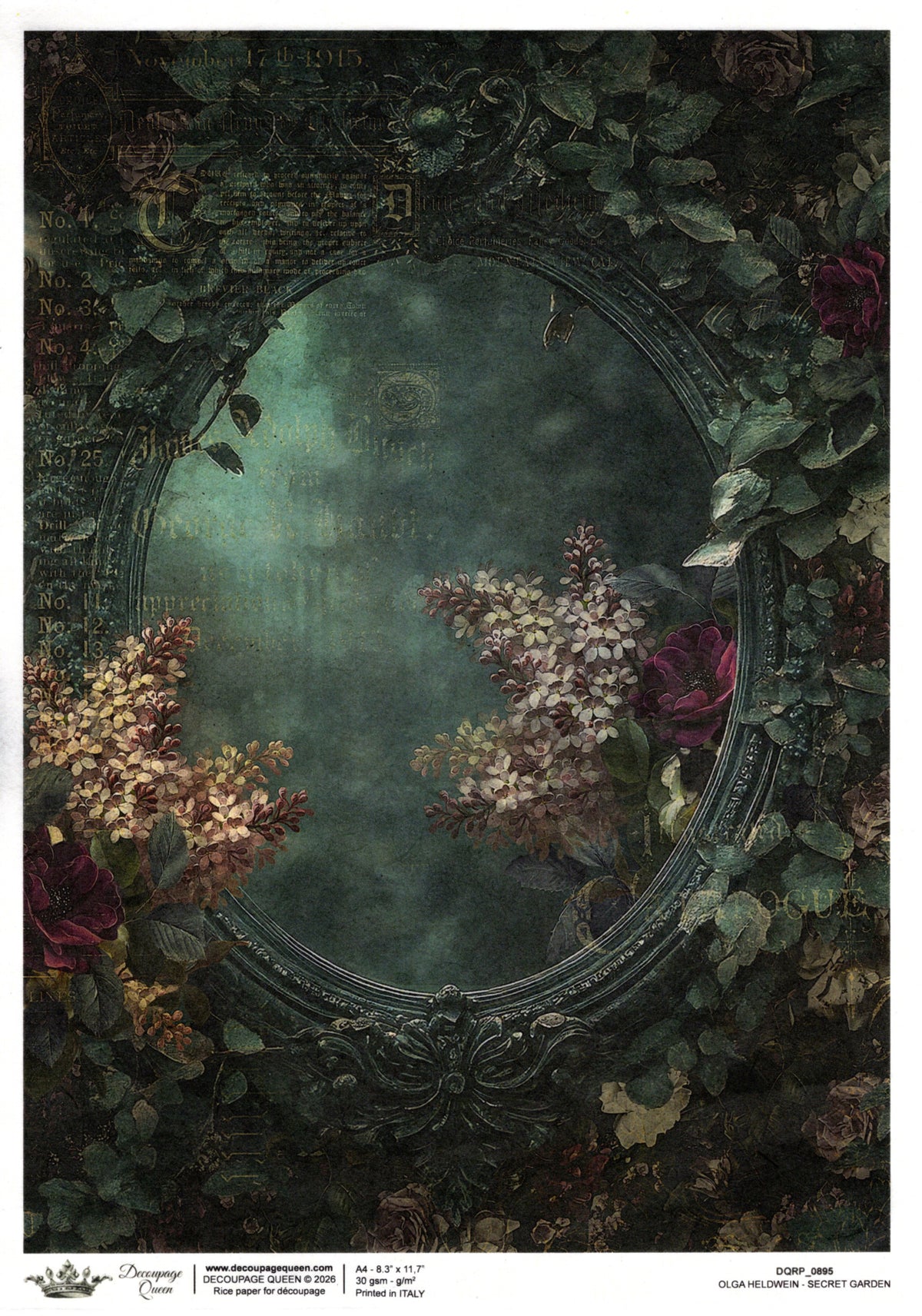 Decoupage Paper - DQ - DQRP0895 - Midnight Echos - Secret Garden - Rice Paper