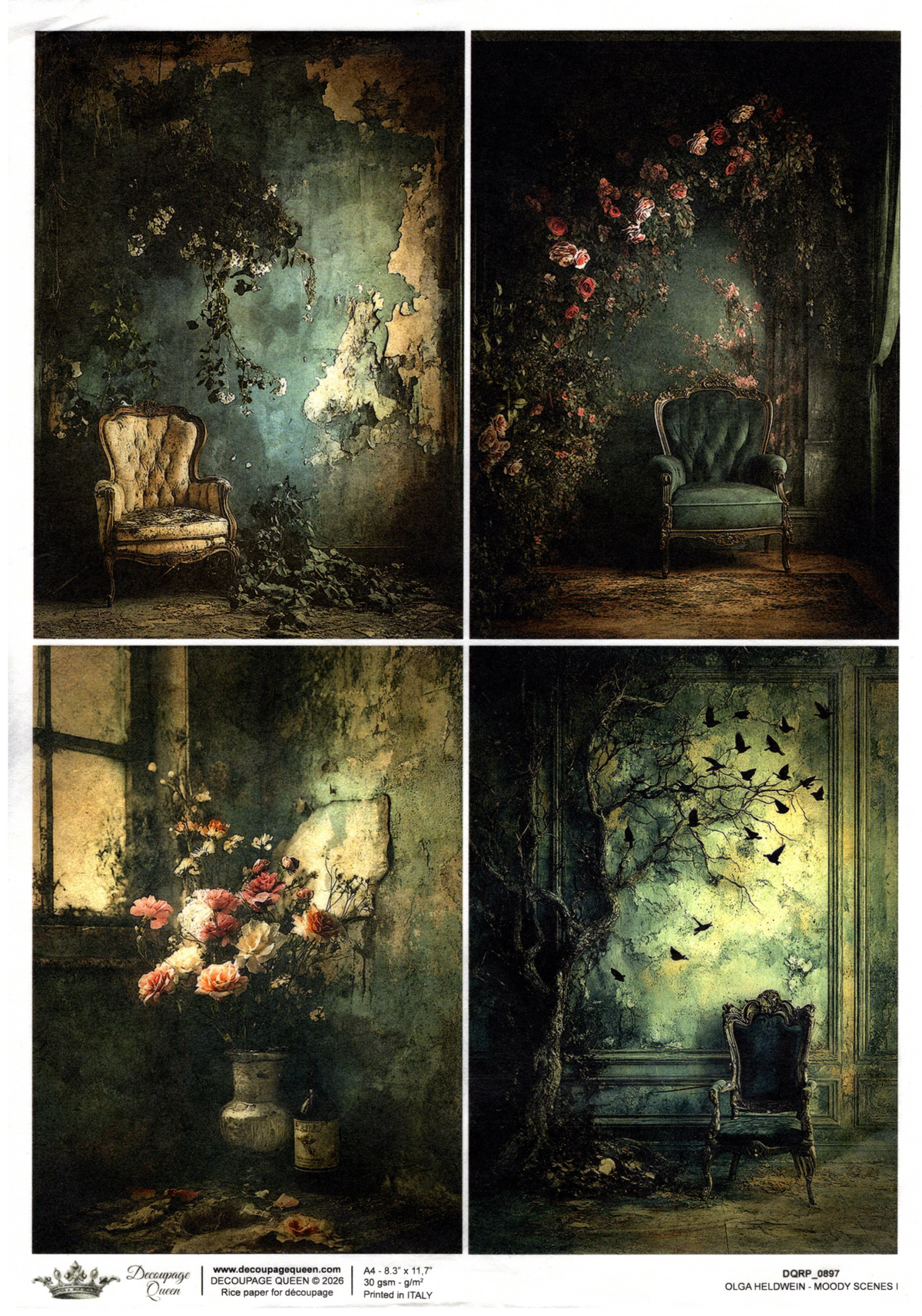 Decoupage Paper - DQ - DQRP0897 - Midnight Echos - Moody Scenes I - Rice Paper