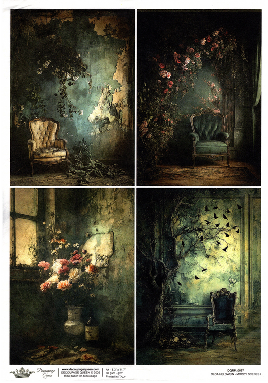 Decoupage Paper - DQ - DQRP0897 - Midnight Echos - Moody Scenes I - Rice Paper