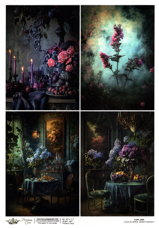 Decoupage Paper - DQ - DQRP0898 - Midnight Echos - Moody Scenes II - Rice Paper