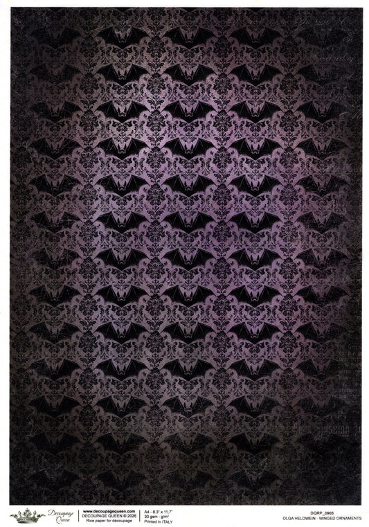 Decoupage Paper - DQ - DQRP0905 - Ravens's Archive - Winge Ornaments - Rice Paper