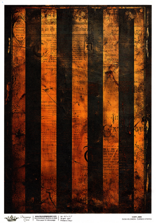 Decoupage Paper - DQ - DQRP0906 - Raven's Archive - Cursed Stripes - Rice Paper