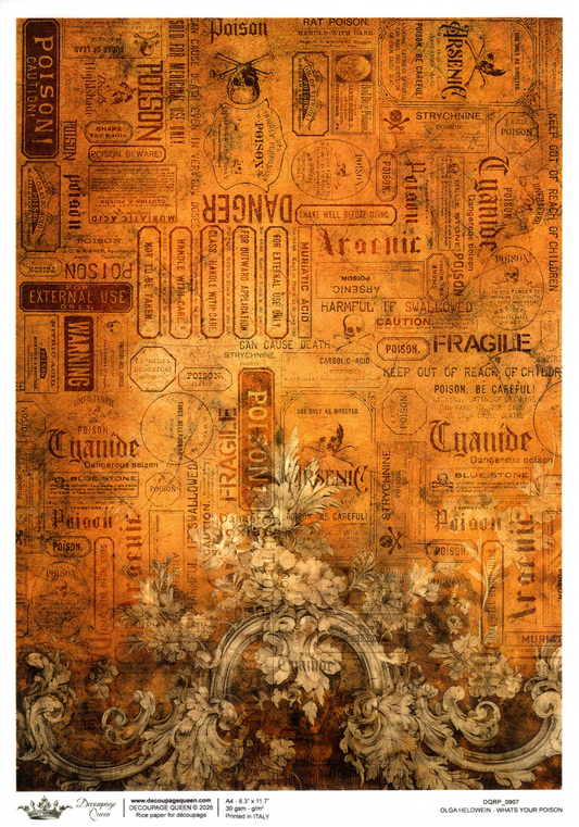 Decoupage Paper - DQ - DQRP0907 - Raven's Archive - What's Your Poison - Rice Paper