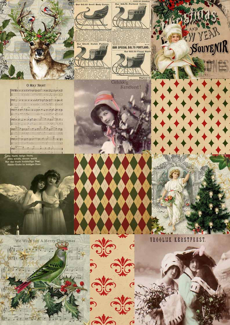 Decoupage Paper - DQ - DQRP0059 - Christmas Squares - Rice Paper