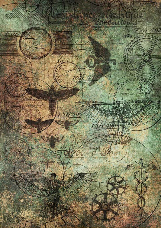 Decoupage Paper - DQ - DQRP0132 - Rusty Wings  - Rice Paper