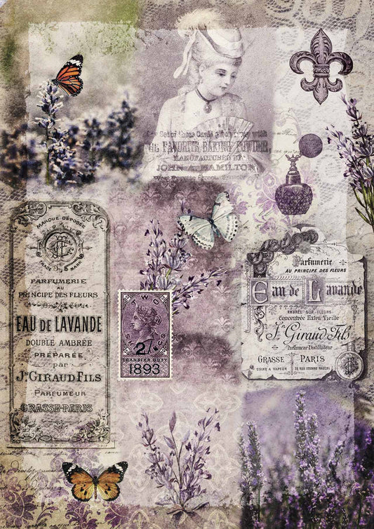 Decoupage Paper - DQ - DQRP0242 - Old Lace and Lavender  - Rice Paper