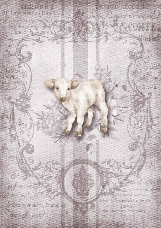 Decoupage Paper - DQ - DQRP0424 - Grain Sack Lamb - Rice Paper