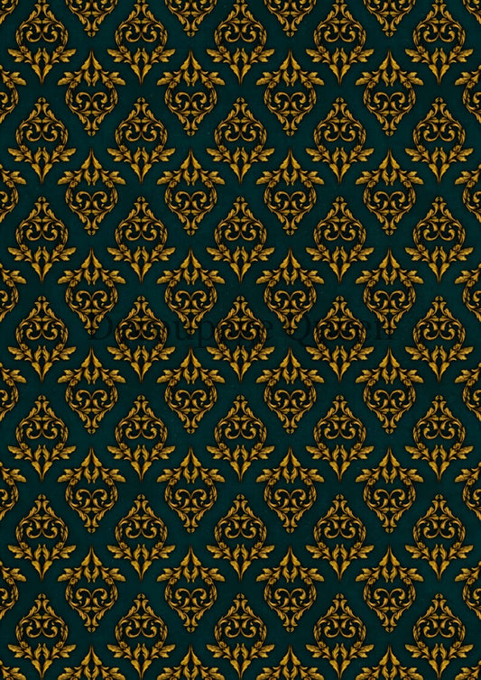 Decoupage Paper - DQ - DQRP0455 - Dainty and the Queen - Neo Victorial Wallpaper Damask Blue - Rice Paper