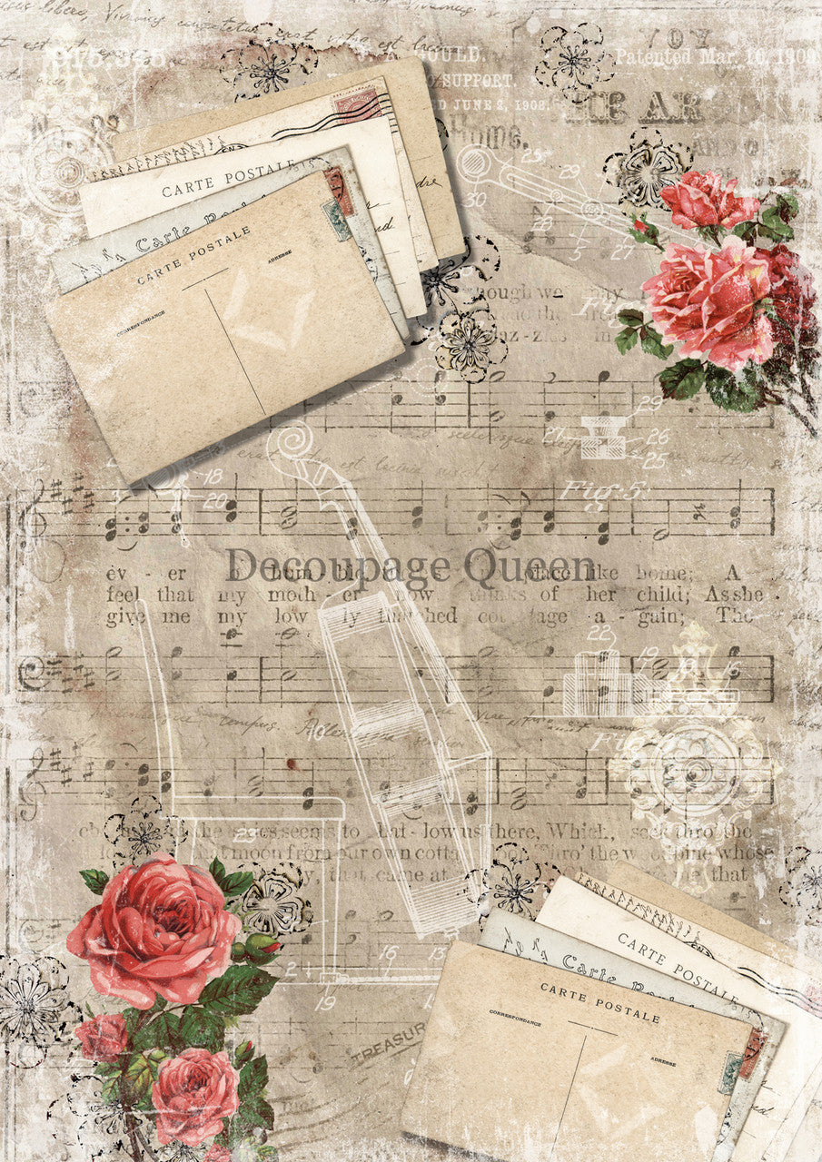 Decoupage Paper - DQ - DQRP0465 - Autumn Violin Background - Rice Paper