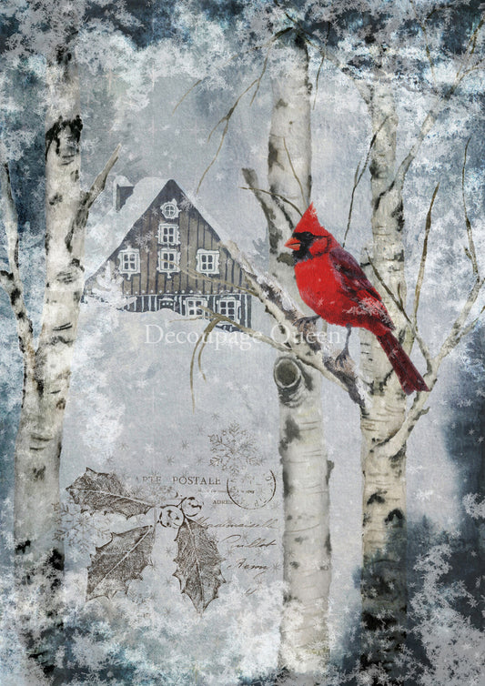 Decoupage Paper - DQ - DQRP0520 - Winter Cardinal - Rice Paper