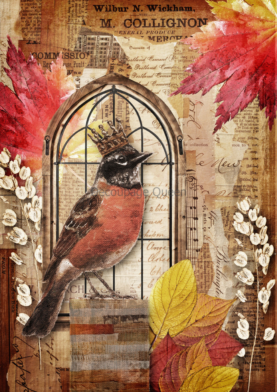 Decoupage Paper - DQ - DQRP0629 - Crowned Robin - Rice Paper