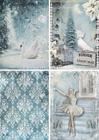 Decoupage Paper - DQ - DQRP0676- A4 - Winter Fantasy - 4 pack