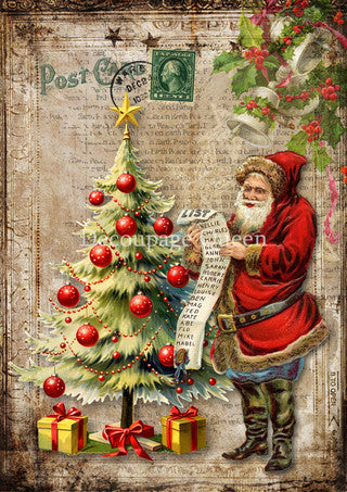 Decoupage Paper - DQ - DQRP0694 - A4 - Santa's List