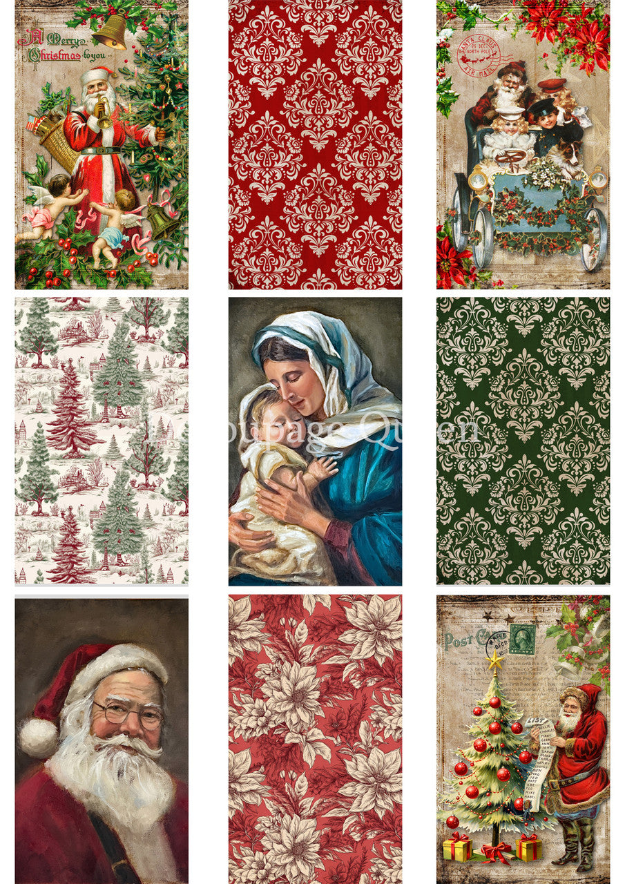 Decoupage Paper - DQ - DQRP0703 - A4 - Christmas 9 pack