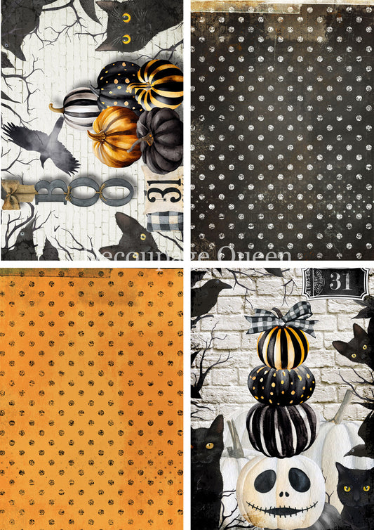 Decoupage Paper - DQ - DQRP0790 - Orange and Black Four Pack