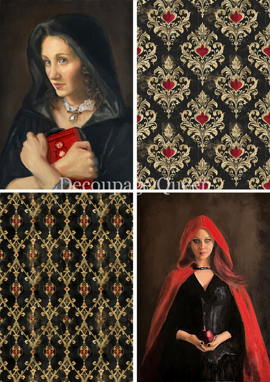 Decoupage Paper - DQ - DQRP0818 - Teresa Rene Art-Dark Secrets Four Pack