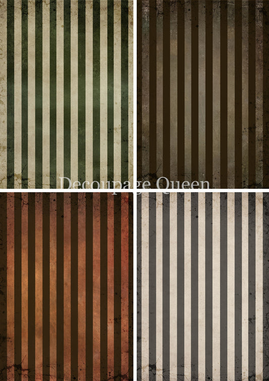 Decoupage Paper - DQ - DQRP0829 - Fall Stripes Four Pack