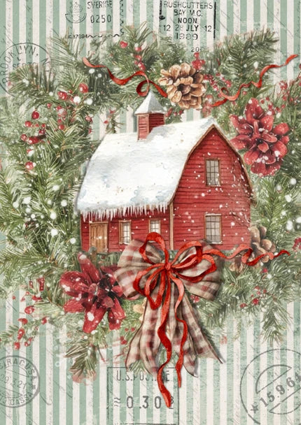 Decoupage Paper - DQ - DQRP0872 - Santa's Cottage-Christmas in the Village - Rice Paper