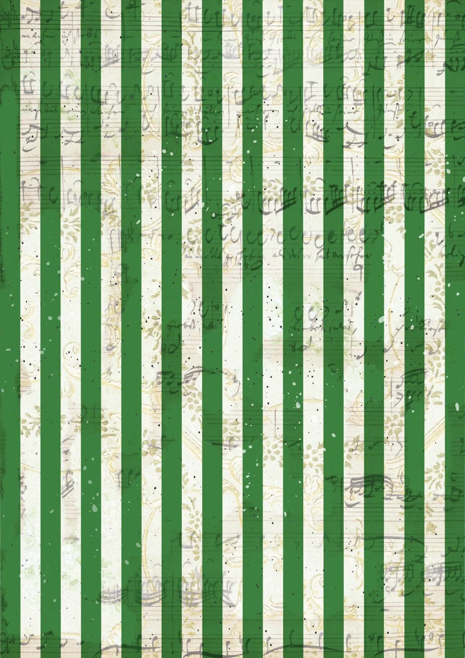 Decoupage Paper - DQ - DQRP0916 - A4 - Winter Green Stripe - Rice Paper