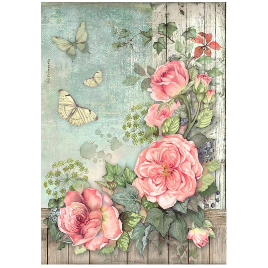 Decoupage Paper - Stamperia - A4 - DFSA41018 - House of Roses - Flowers Corner - Rice Paper