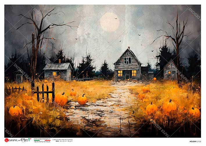 Decoupage Paper - Paper Design - A4 - Holiday PD0132 - Spooky Neighborhood- Rice Paper