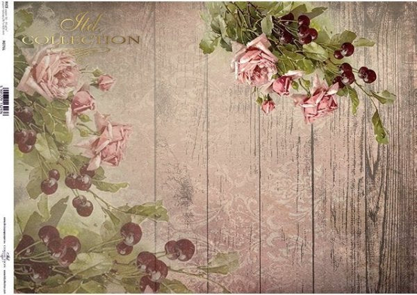 Decoupage Paper - ITD - A3 - R0076 - Floral, Grapes, & Roses  - Rice Paper