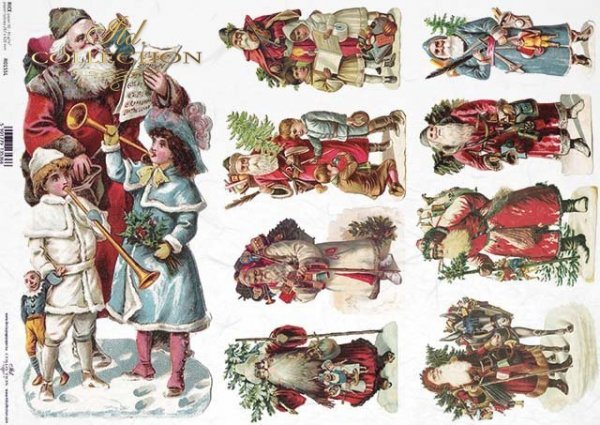 Decoupage Paper - ITD - A3 - R0155 - Christmas Santa 9 Set - Rice Paper