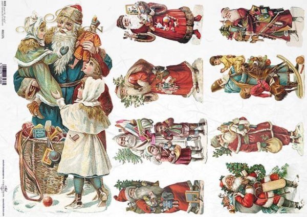 Decoupage Paper - ITD - A3 - R0157 - Christmas Santa 9 Set - Rice Paper