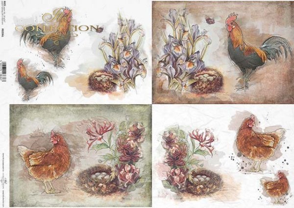 Decoupage Paper - ITD - A3 - R0206 - Rooster - Rice Paper