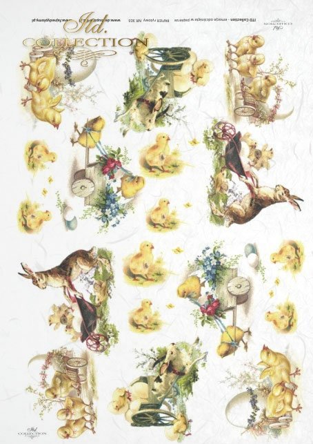 Decoupage Paper - ITD - A4 - R0303 -Chick and Bunnies - Rice Paper