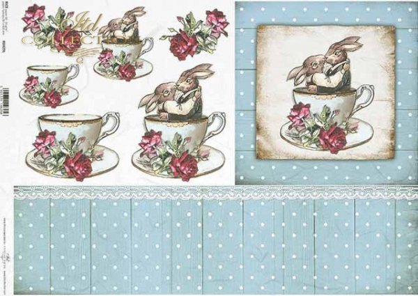 Decoupage Paper - ITD - A3 - R0429 - Teacup Blue Dot - Rice Paper