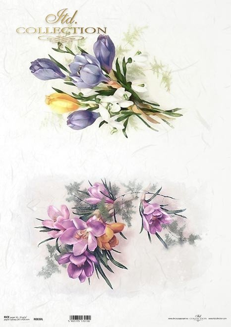 Decoupage Paper - ITD - A3 - R0830 - Spring Flowers Freesia - Rice Paper
