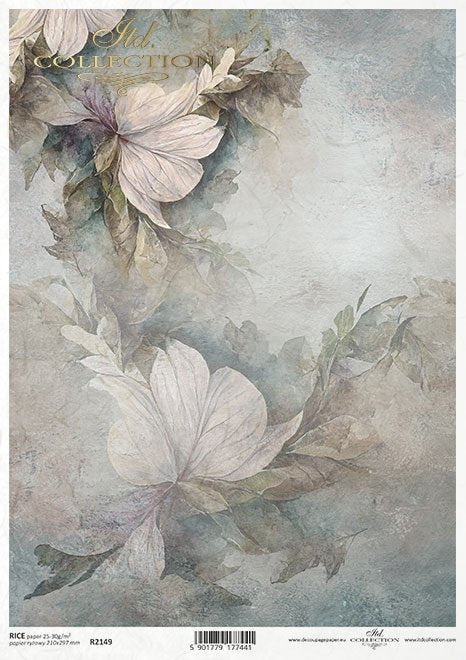 Decoupage Paper - ITD - A4 - R2149 - Pastel Floral - Rice Paper