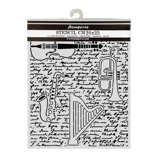 Stencils - Stamperia - KSTD212 - 20X25cm (8"x10")-Symphony-Violin,Trumpet,Harp