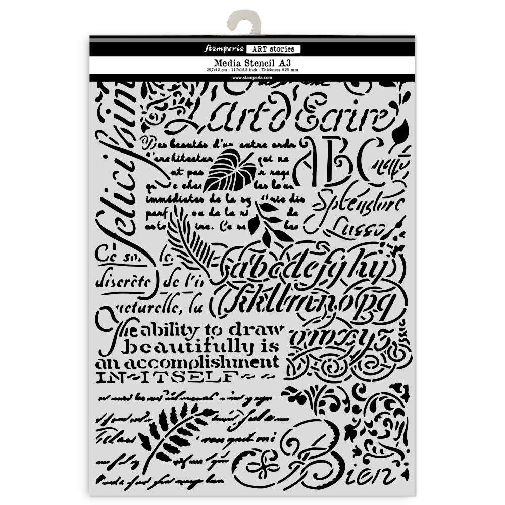 Stamperia - Art Stories - KSTDA3008 - Stencils - A3 - Writings