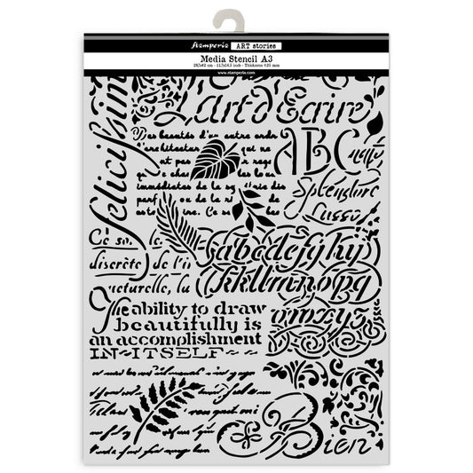 Stamperia - Art Stories - KSTDA3008 - Stencils - A3 - Writings