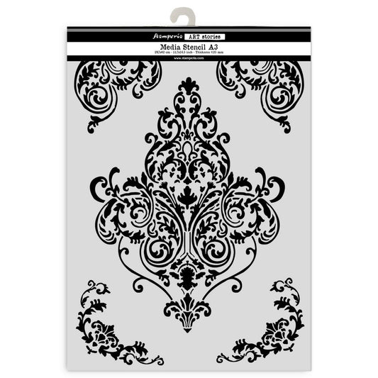Stamperia - Art Stories - KSTDA3001 - Stencils - A3 - Frieze and Corners