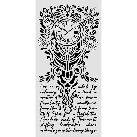 Stencils - Stamperia - KSTDL157 - 12X25cm (5"x10")-Gardens of Time-Clock&Writing