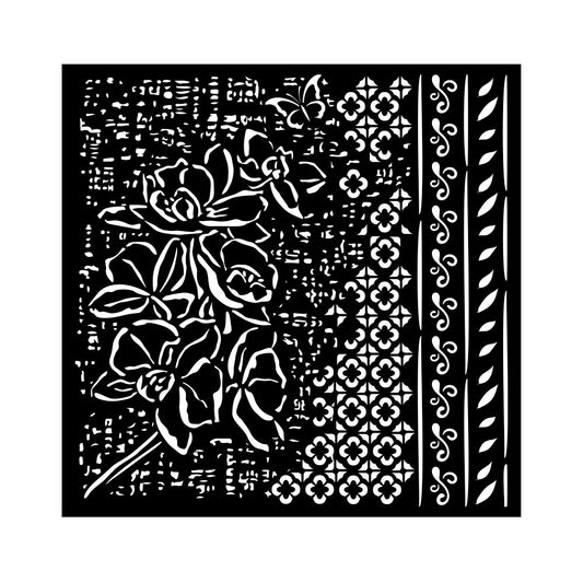 Stencils - Stamperia - KSTDQ101 - 18X18cm (7"x7") - Orchids and Cats - Pattern