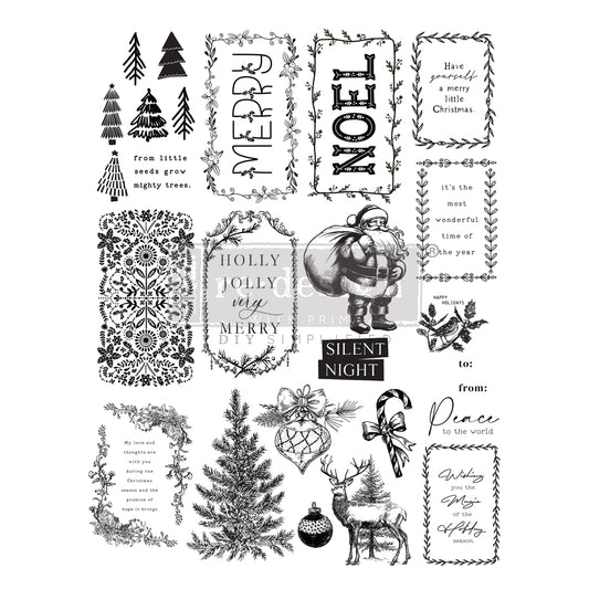 Stamps - Redesign - Decor Clear Stamp - Merry and Bright Tags - 8.5"x 11"