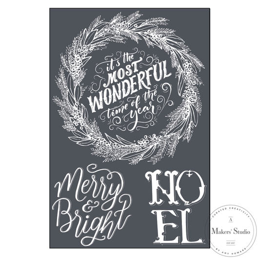 Stencils - A Makers Studio - Merry and Bright - 12" x 18"